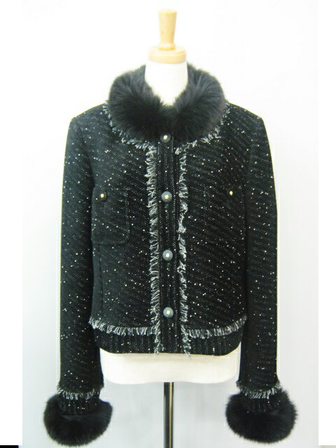 ファー トリミング ビスコース・ウール・コットン コート ブラック 送料無料 レディース ギフト プレゼント