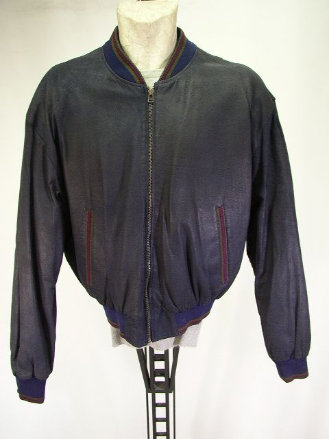 Japanese Award Jacket - アウトレット ラム レザー ・ ニット ジャケット ネイビー ボーダー フリーサイズ ギフト プレゼント