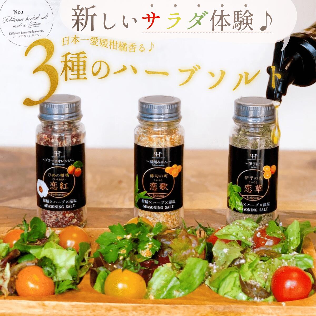 【送料無料】【ギフト】愛媛のハーブソルト(恋紅45g×恋歌45g×恋草35g) ギフト 母の日 ハーブソルト お歳暮 藻塩 調味料 無添加 誕生日プレゼント 法事 プレゼント 内祝い お取り寄せ 手土産 化学調味料不使用