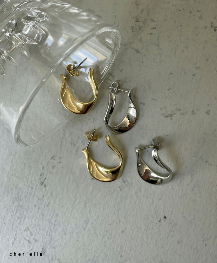 【30%OFF】オメガシルエットツイストピアス アクセサリー ジュエリー ピアス おしゃれ シンプル シルバー ゴールド 小ぶり 華奢 小さめ フープ リング リングピアス 上品 きれいめ 大人 オフィス ブランド エレガント フェミニン 合金