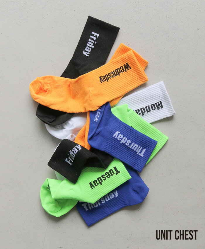 【10%OFF】WEEK SOCKS ロゴソックス 5色 靴下 ソックス カラフル おしゃれ ロゴ靴下 ロゴ入りソックス ..