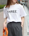【30%OFF】THREE ロゴT Tシャツ トップス カットソー半袖Tシャツ レディース 五分袖 春夏 秋 おしゃれ シンプル ロゴ きれいめ 大人可愛い 大人カジュアル 綿100 コットン ゆったり 大きめ 大きいサイズ クルーネック ビッグロゴ 大きめロゴ