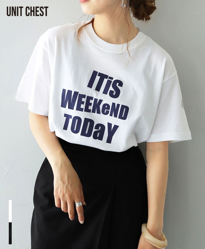 Rakuten - WeekendロゴTシャツ tシャツ ロゴT レディース ユニセックス 春 夏 半袖 五分袖 クルーネック 丸首 おしゃれ ロゴ ゆったり 大きいサイズ ビッグロゴ 大きめロゴ カジュアル 大人可愛い 綿100 コットン ストリート 華やか