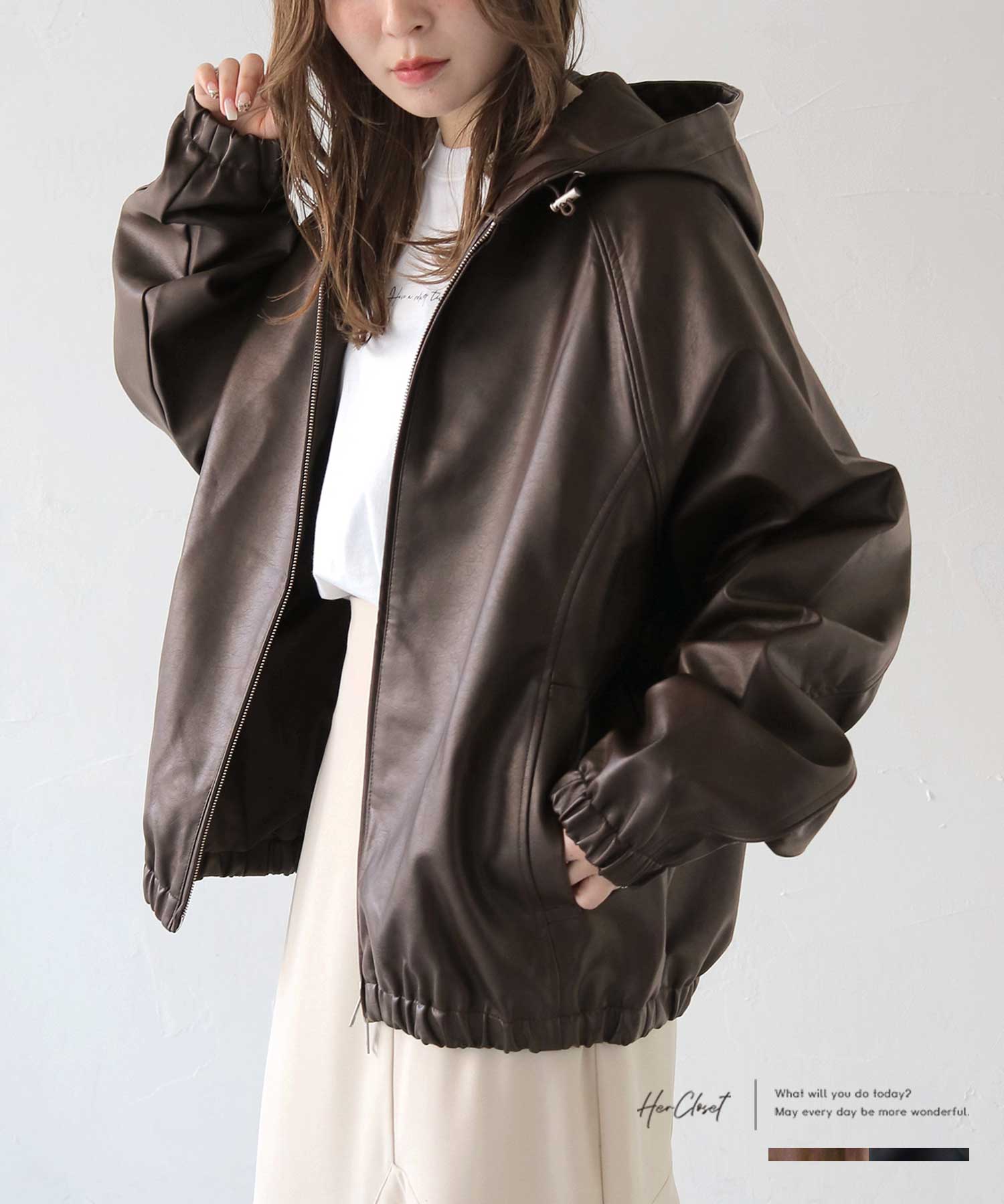 本革フーディキルティングレザージャケット裏起毛総柄ピッグスキン