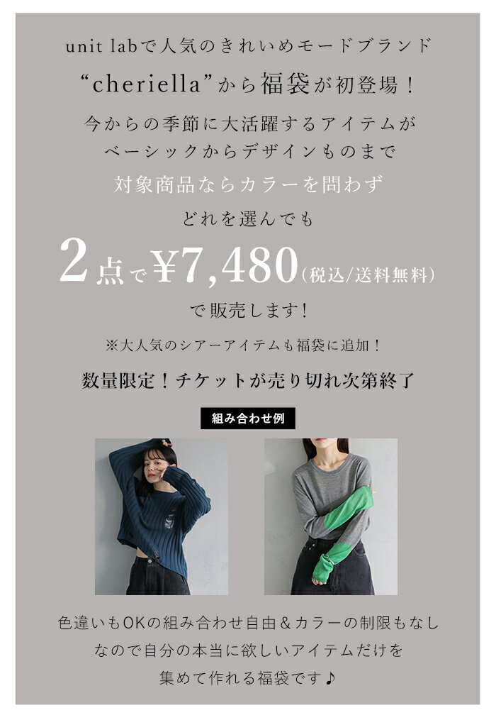 【中身が選べる福袋】チケット2025 福袋 服袋 2点 2アイテム レディース セット ハッピーバッグ セール トップス 長袖 半袖 ボリューム袖 おしゃれ きれいめ 大人可愛い フェミニン モード 大人カジュアル モード ベーシック