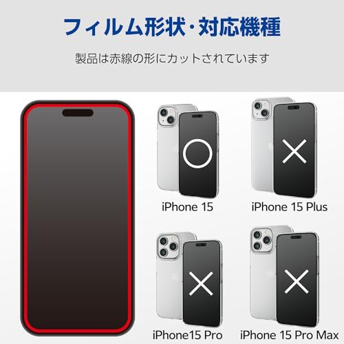 エレコム iPhone15 ガラスフィルム SAMURAI 極薄 0.15mm 高感度 ブルーライトカット付き 40% 硬度10H 貼付 送料無料
