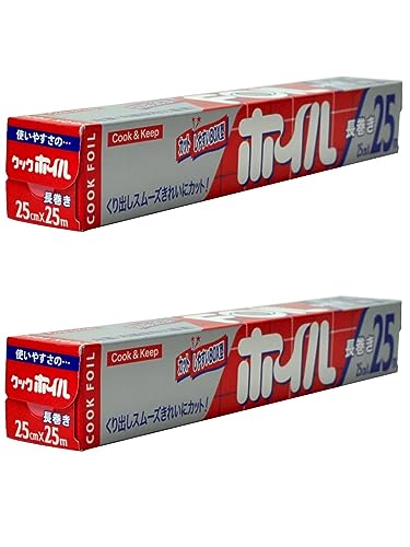 エムエーパッケージング 長巻 アルミホイル シルバー 分別不要の紙刃 日本製 幅25cm×長さ25m 2個セット 送料無料