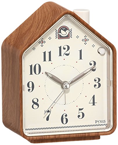 セイコークロック 目覚まし時計 置き時計 ナチュラル ネイチャーサウンド アナログ 切替式 アラーム PYXIS ピクシス 茶 木目 模 送料無料