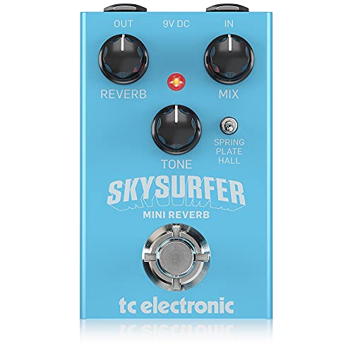 コンパクト・Blue SKYSURFER MINI REVERB・高品質なTC Electronicのアルゴリズムを搭載したスタジオグレードリバーブペダル・受賞歴のあるTC ElectronicによるSpring、Plate、Hallの3種類のリバーブアルゴリズムを搭載・Reverb、Mix、Toneの3つのノブによるシンプルな操作性・非常にコンパクトなサイズ設計ながらもOFF時に原音を損なわないトゥルーバイパス設計(電池駆動不可)・堅牢な金属製シャーシ説明 受賞歴のあるTC Electronicのアルゴリズムを備え、よりコンパクトな筐体になったスタジオクオリティリバーブペダル