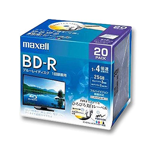 maxell 録画用 BD-R 標準130分 4倍速 ワイドプリンタブルホワイト 20枚パック BRV25WPE.20S 送料無料