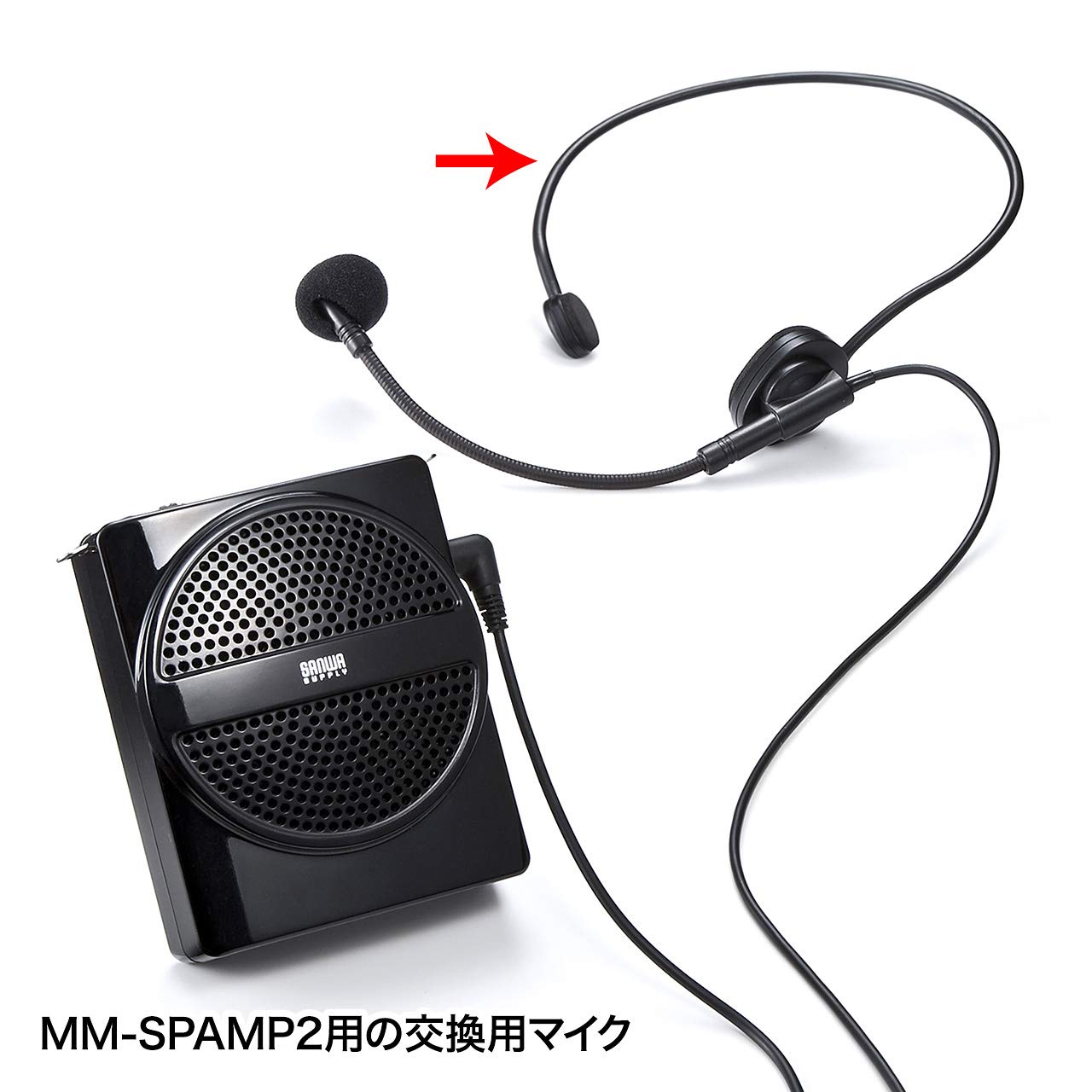 サンワサプライ MM-SPAMP2ハンズフリー拡声器スピーカー専用ヘッドマイク 1m MM-SPHM2 送料無料