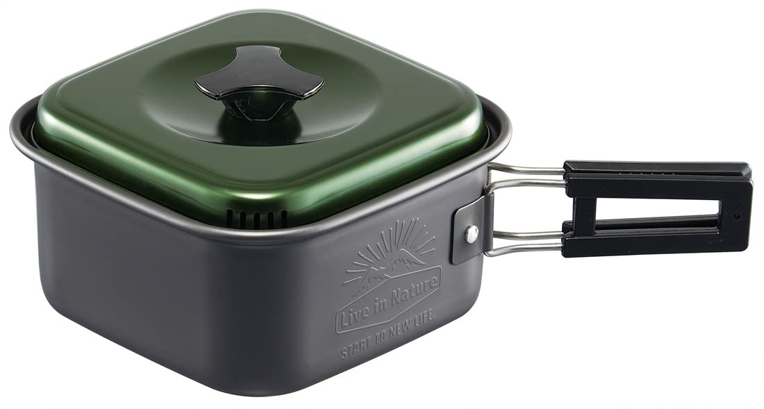 スケーター (skater) アルミ製 角型 片手鍋 ラーメンクッカー 1.2L グリーン アウトドア キャンプ かの地から ANC1- 送料無料