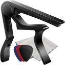 カポタスト ピック 6枚 セット ファイバークロス 黒 アコースティックギター エレキギター クラシックギター カポ capo RocksoN