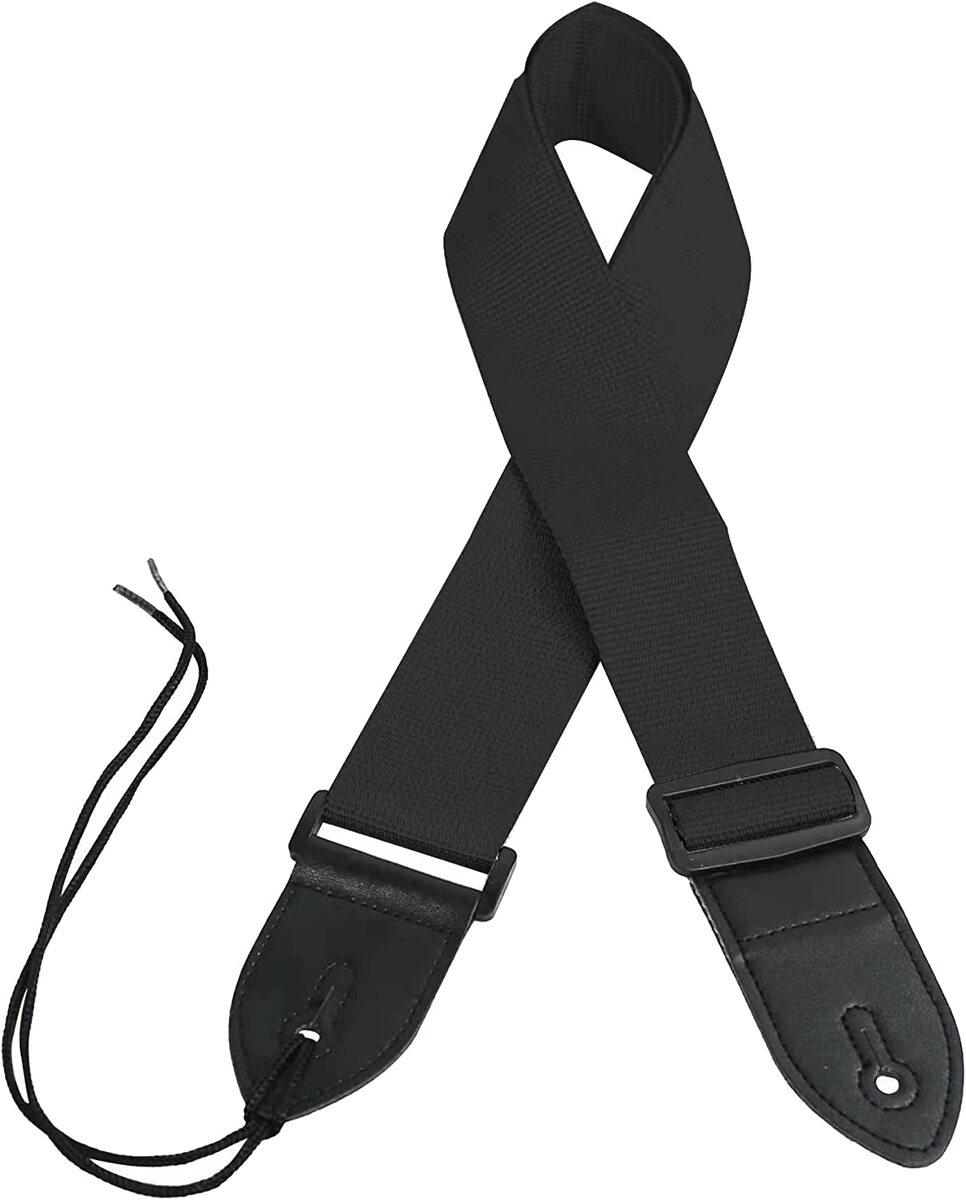 ギター ベース ストラップ 黒 高耐久 2枚合わせ rockson 2