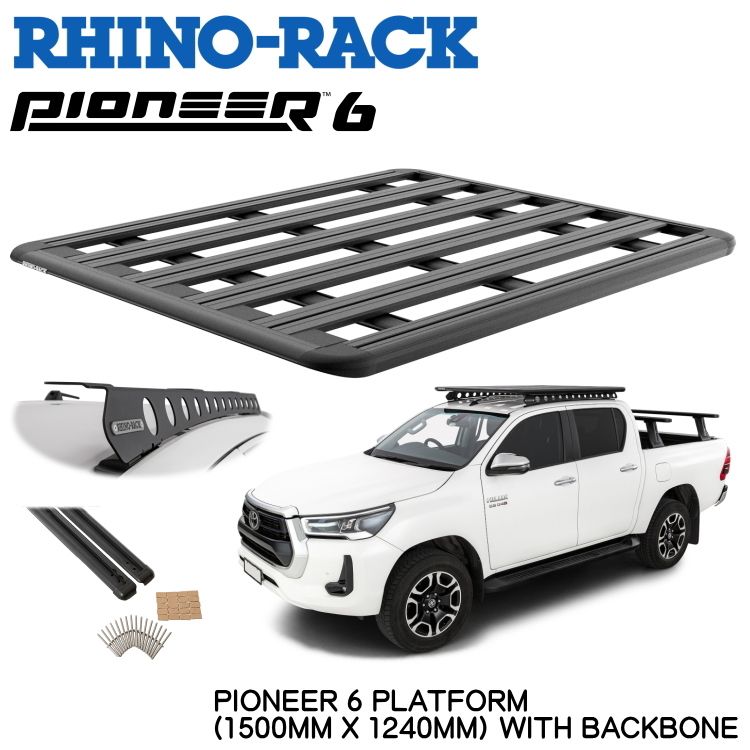 RHINO-RACKライノラックPIONEER 6 PLATFORM(1500mm x 1240mm)WITH BACKBONEトヨタ ハイラックス 取り付けキットJC-01773