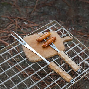 【マラソンセール】バーベキューフォーク Long カービングフォーク バーベキュー串 焼き串 BBQフォーク バーベキュー用 スキュアー 携帯便利 U字型 ステンレス製 キャンプ アウトドア カトラリー