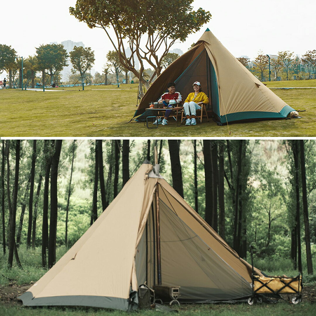 3F UL GEAR 2-4人用テント Tribe Tipi Tent 40Dナイロン シリコンコーティング ワンポール テント ティピーテント ブラウン ベージュ 軽量 オールシーズン キャンプ アウトドア 登山 トレッキング【送料無料】