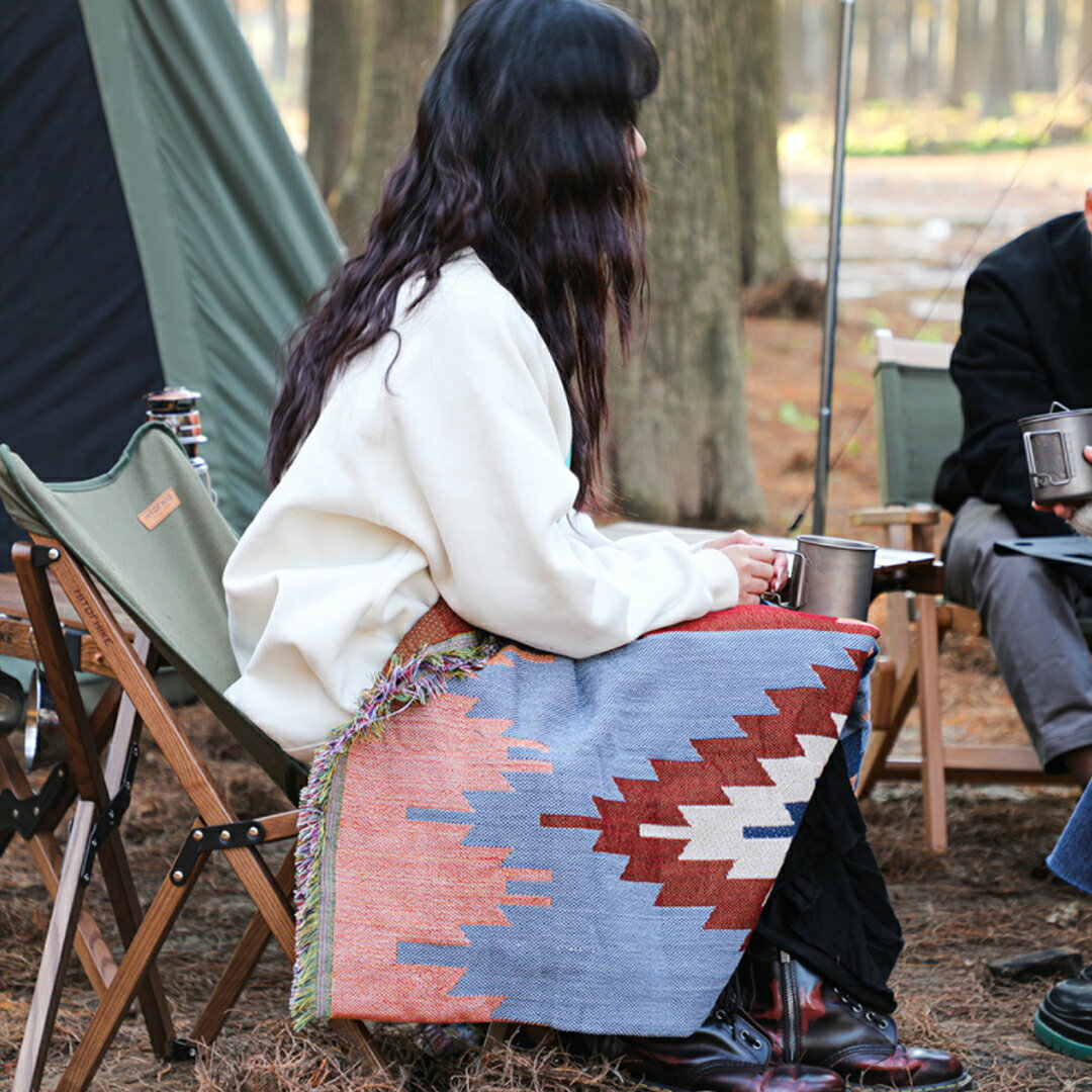 【最大400円OFFクーポン配布中】HitoHike ラグ 130×160 コットン ネイティブ柄 ブランケット キャンプ グランピング通販格安セール情報　楽天　通販