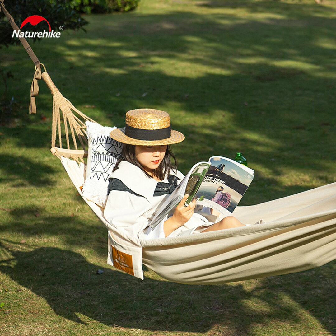 【最大400円OFFクーポン配布中】Naturehike ハンモック 耐荷重250kg コットン製 おしゃれ キャンプ 用品 アウトドア グランピング ウッドデッキ