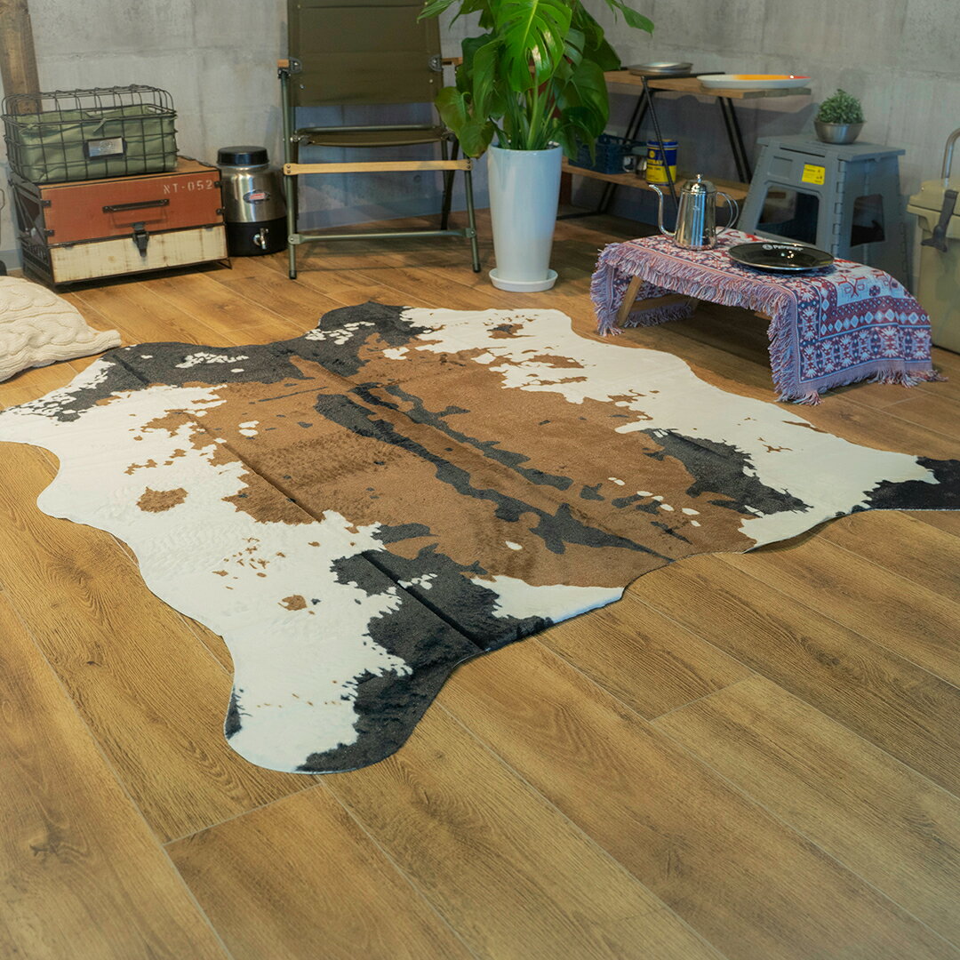 【最大400円OFFクーポン配布中】カウラグ フェイク　140×160cm アニマルラグ ラグマット グランピング ウッドデッキ キャンプ 用品 アウトドア通販格安セール情報　楽天　通販