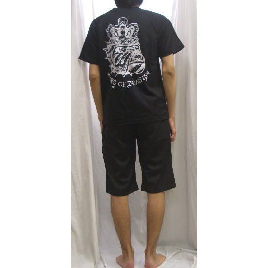 エドハーディ 上下セット (半袖Tシャツ-ハーフパンツ) ブルドッグプリント黒x白 EDMHM-02EDHARDY