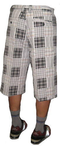 カルトップcaltopチェック綿ハーフパンツct201　白x黒xetc
