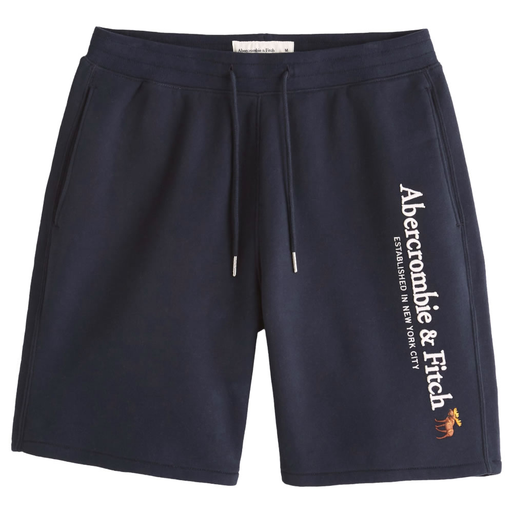 アバクロンビー&フィッチ メンズ ショートパンツ ( スウェットパンツ ) Abercrombie&Fitch Embroidered Logo Fleece Shorts (ネイビー) 