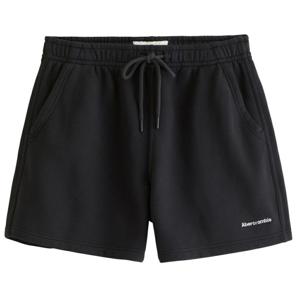 【並行輸入品】アバクロンビー&フィッチ メンズ フリース ショートパンツ ( リラックスフィット ) Abercrombie&Fitch Logo Fleece Short (ブラック) 【短パン フリースパンツ ハーフパンツ 】