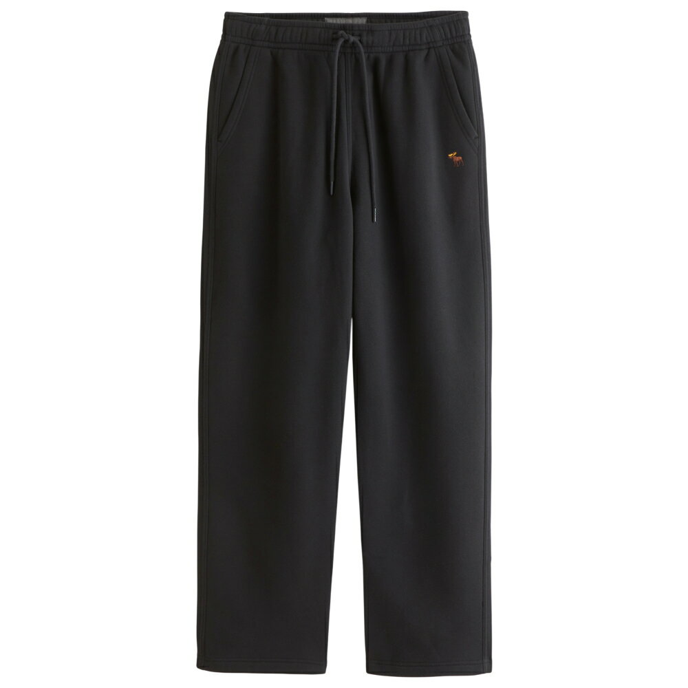 【並行輸入品】アバクロンビー&フィッチ メンズ スウェットパンツ ( オープンヘム / バギーフィット ) Abercrombie&Fitch Signature Icon Baggy Open-Hem Sweatpant (ブラック) 【ロングパンツ フリースパンツ バギー 】