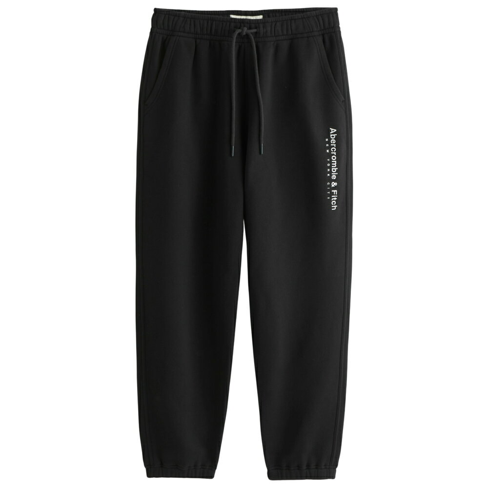【並行輸入品】アバクロンビー&フィッチ メンズ スウェットパンツ ( リラックスフィット ) Abercrombie&Fitch Logo Cinched Sweatpant (ブラック) 【ロングパンツ フリースパンツ バギー 】