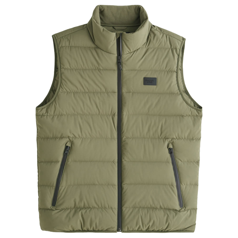 【並行輸入品】アバクロンビー フィッチ メンズ ダウン ベスト Abercrombie Fitch Lightweight Puffer Vest (オリーブグリーン) 【ダウンベスト アウター 】