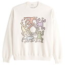 【並行輸入品】アバクロンビー フィッチ メンズ スウェットシャツ ( トレーナー / オーバーサイズ ) Abercrombie Fitch Keith Haring Graphic Crew Sweatshirt (オフホワイト) 【キース ヘリング トレーナー 大き目 】