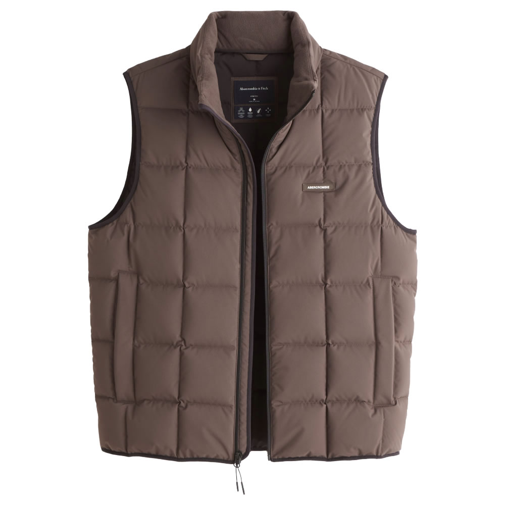 【並行輸入品】アバクロンビー フィッチ メンズ ダウンベスト Abercrombie Fitch Lightweight Puffer Vest (ブラウン) 【ダウンベスト アウター 】