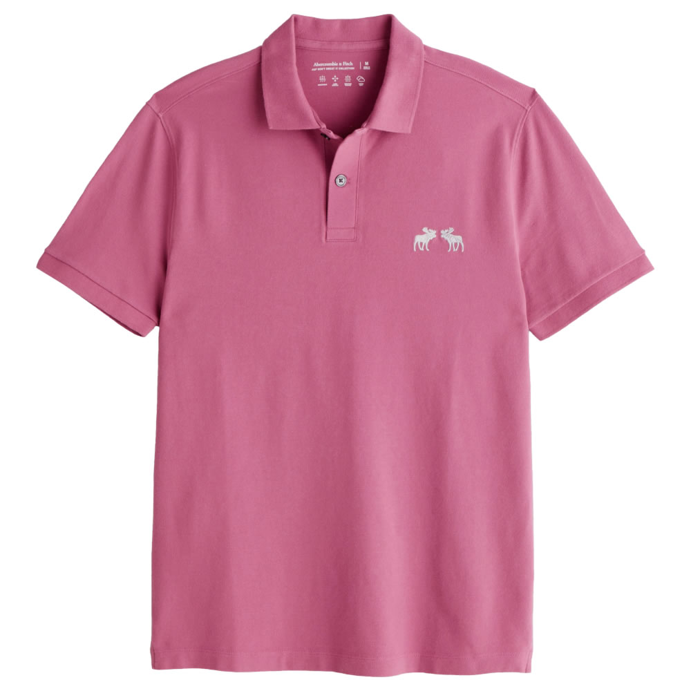 【並行輸入品】【メール便送料無料】アバクロンビー フィッチ メンズ ポロシャツ ( 半袖 ) Abercrombie Fitch Signature Icon Polo (ダークピンク) 【ポロ ポロシャツ 】