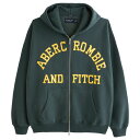 アバクロンビー&フィッチ メンズ ジップアップ パーカー ( オーバーサイズ ) Abercrombie&Fitch Varsity Logo Full-Zip Hoodie (グリーン) 