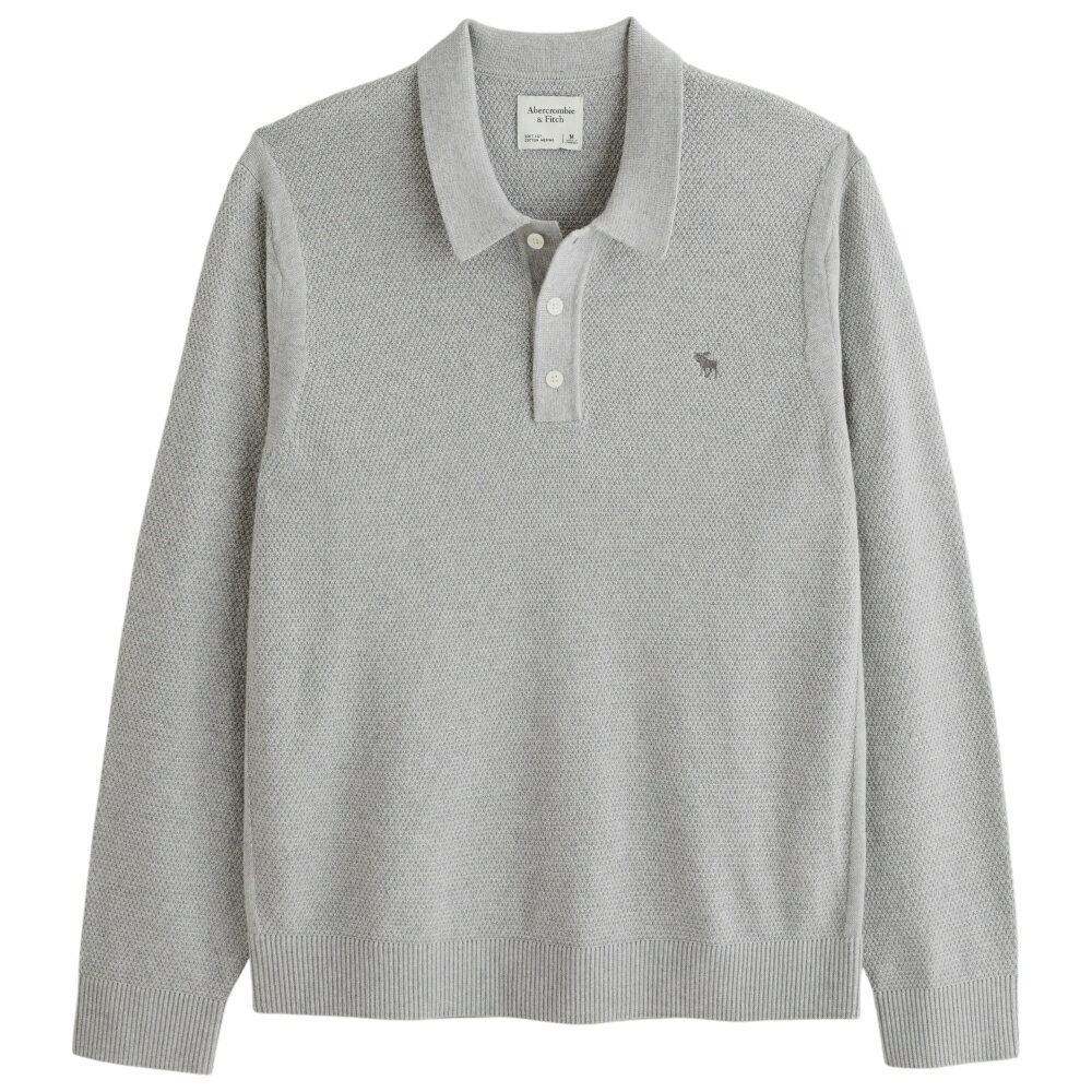 【並行輸入品】アバクロンビー&フィッチ メンズ ニット ポロシャツ ( 長袖 ) Abercrombie&Fitch Long-Sleeve Icon 3-Button Sweater Polo (ライトグレー) 【ニット ポロ ポロシャツ 】