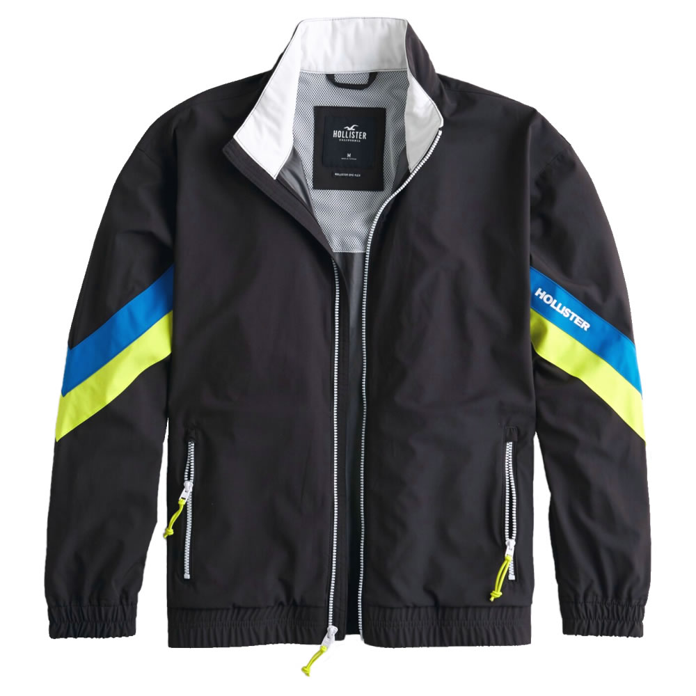 【並行輸入品】ホリスター メンズ ウインドブレーカー Hollister Mesh-Lined Full-Zip Windbreaker (ブラック) 【 ジャケット アウター マウンテンパーカー 】