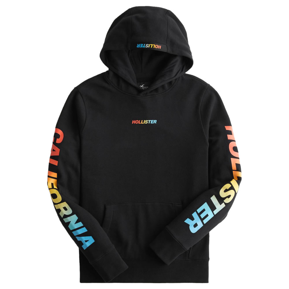 ホリスター 【並行輸入品】ホリスター メンズ パーカー ( プルオーバー ) Hollister Print Logo Hoodie (ブラック) 【パーカ フリース 】