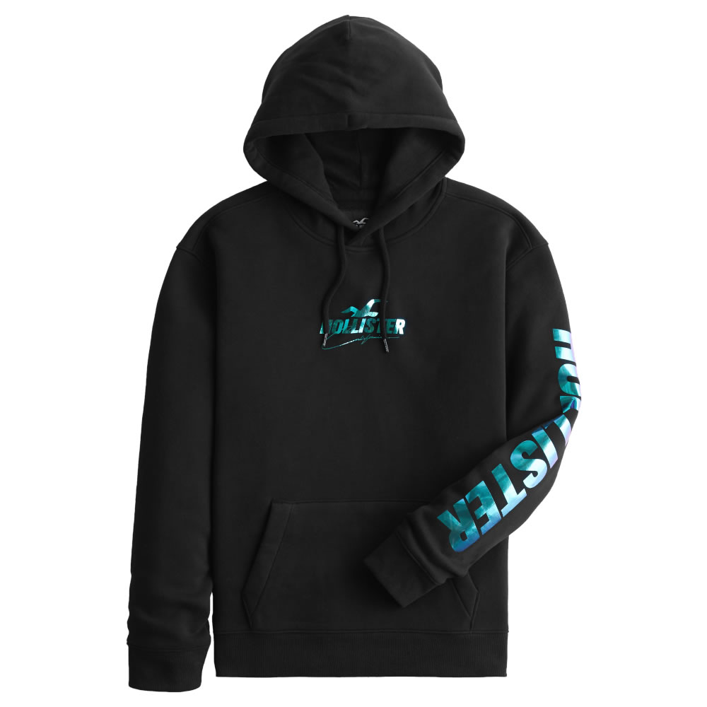 ホリスター 【並行輸入品】ホリスター メンズ パーカー ( プルオーバー ) Hollister Shine Logo Graphic Hoodie (ブラック) 【パーカ フリース 】