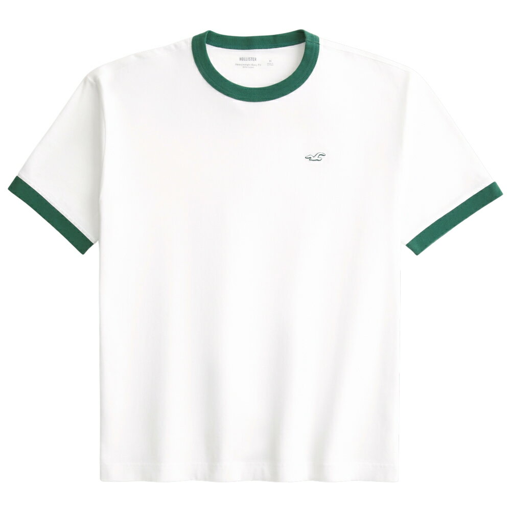 Rakuten - 【並行輸入品】【メール便送料無料】ホリスター メンズ ボクシー Tシャツ ( 厚手生地 ) Hollister Boxy Heavyweight Ringer Crew T-Shirt (ホワイト) 【厚手 tシャツ tシャツ 】