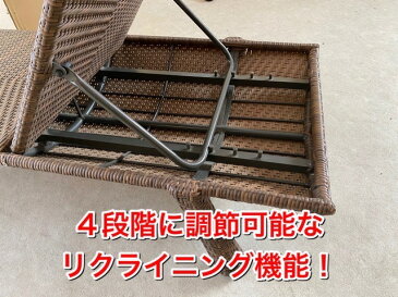 4117. 人工ラタン サンラウンジャーアジアン家具 リゾート ガーデン 別荘 グランピング テラス バルコニー ラナイ 庭 屋外用 リクライニングチェア ソファ 南国 軽量 耐水性 送料無料