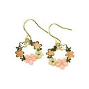 フラワーリース ピアス(ピンク)【PM603-1】 ▼2200円以上でネコポス送料無料▼