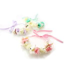 花かんむり サテンリボン ヘッドドレス【A03-】 結婚式 ブライダル フラワーガール