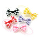 ヘアゴム ギンガムチェック プチリボン ポリウレタンゴム 5個セット【C20-06】ピンク 黒 赤 黄 紫 キッズヘアゴム 子どもヘアゴム ベビーヘアゴム から...