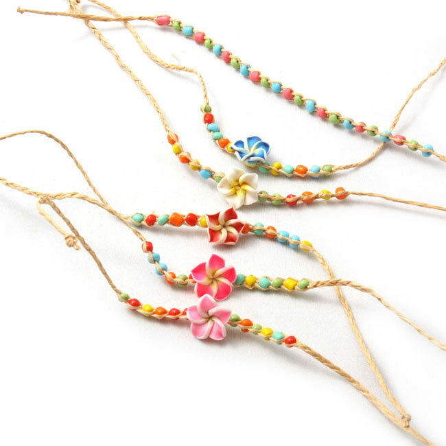 【10%off 周年記念Sale】セールミサンガ K20-01 ブレスレット アクセサリー プルメリア ハワイアンアクセサリー