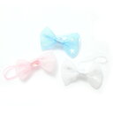 ヘアゴム ミニリボン チュール 星柄 3色セット C20-24 ポリウレタンゴム ピンク ブルー ホワイト 0歳