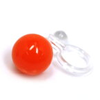イヤリング ノンホール 樹脂 イヤリング単品(オレンジボール)【Y70-127】（1個ペアではございません）