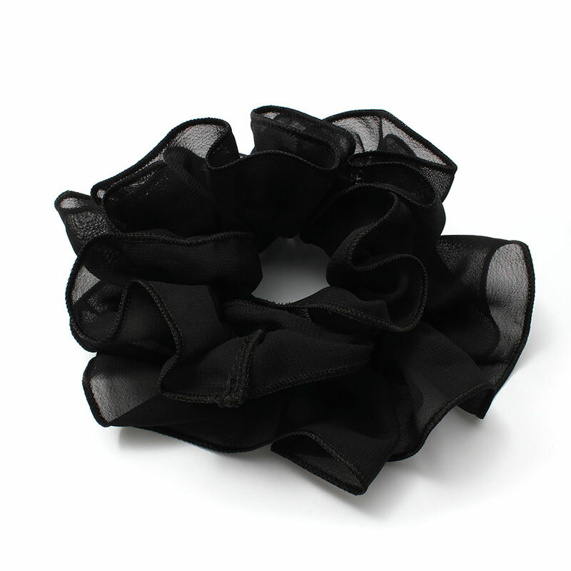 シュシュ ブラック シフォン シャーリング E30- 透け感 冠婚葬祭 フォーマル