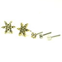 雪の結晶 セットピアス(ゴールド)【PM562】▼2200円以上でネコポス送料無料▼ Xmas