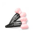 ぱっちんピン ヘアピン キッズ 2本セット B67- リボン ラメ キラキラ ピンク 子供 ヘアアクセサリー 子供髪留め